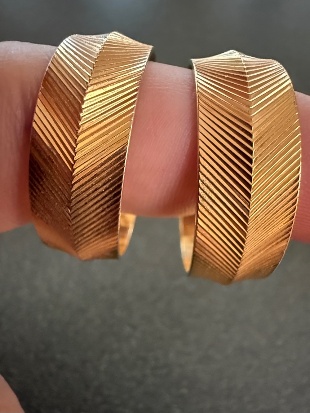 Vintage Monet Gold-Tone Chevron Hoop Earrings